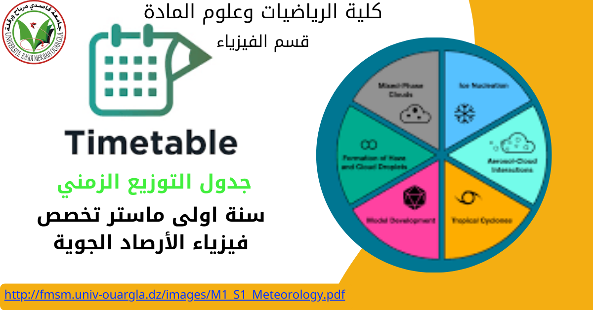 جدول التوزيع الزمني فيزياء الارصاد الجوية